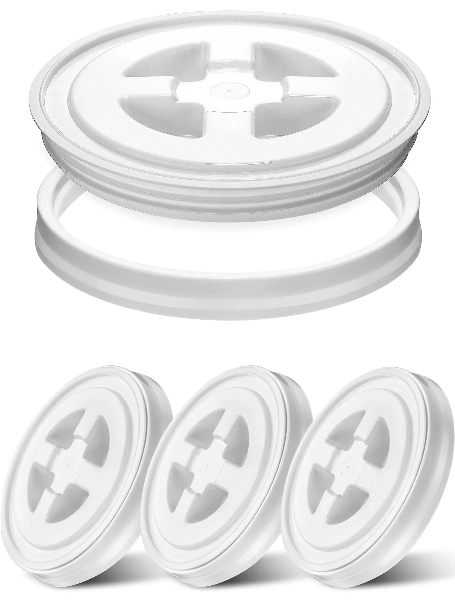 4 Pieces 5 Gallon Screw Top Lids Leak Proof Bucket Seal Lid for Plastic Bucket Compatible with Gamma (White)