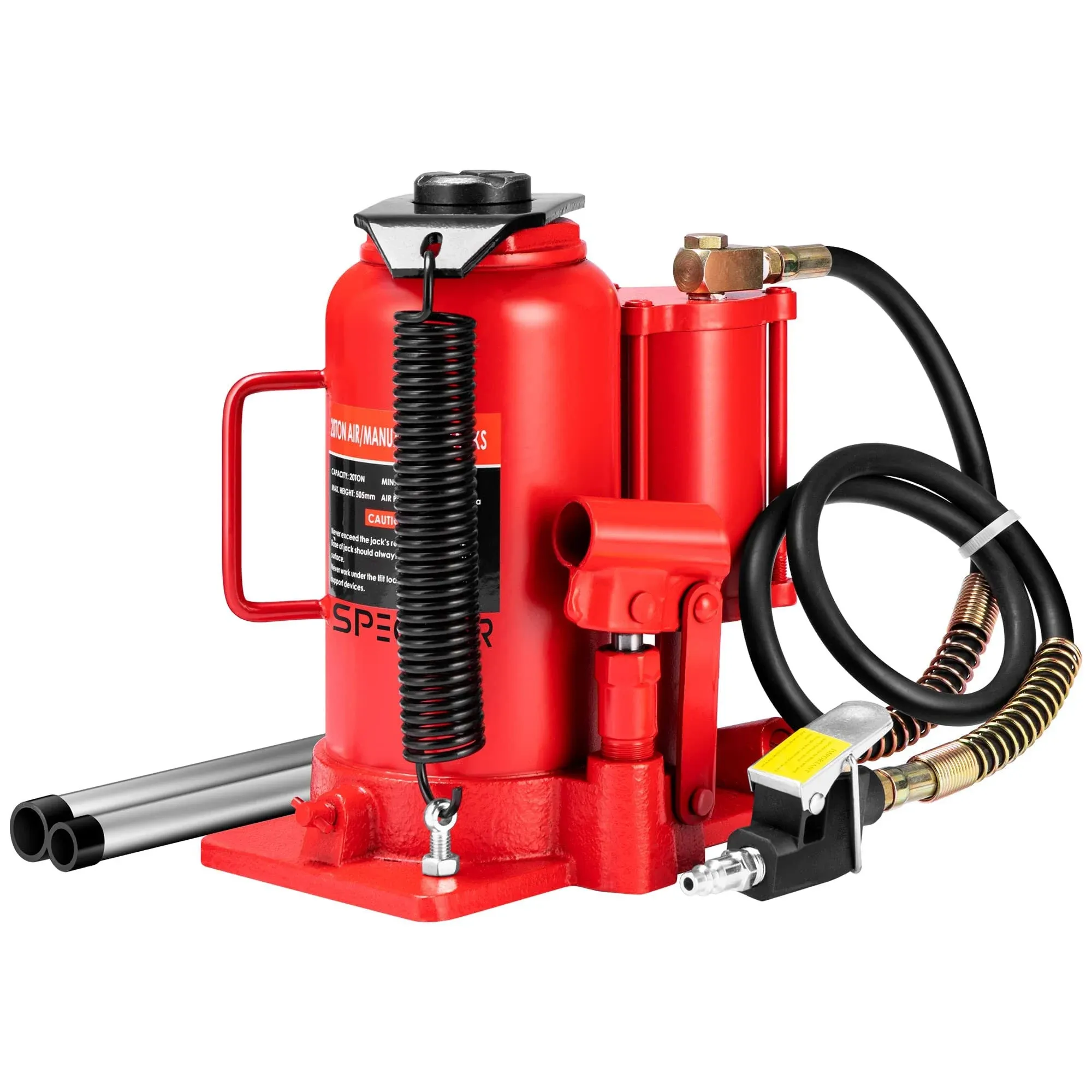 Specstar Air Hydraulic Bottle Jack with Manual Hand Pump, Red VH811US