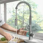 KRAUS Oletto Touchless Sensor Commercial Pull-Down Single Handle Kitchen Faucet with QuickDock Top Mount Assembly in Spot Free Stainless Steel, KSF-2631SFS