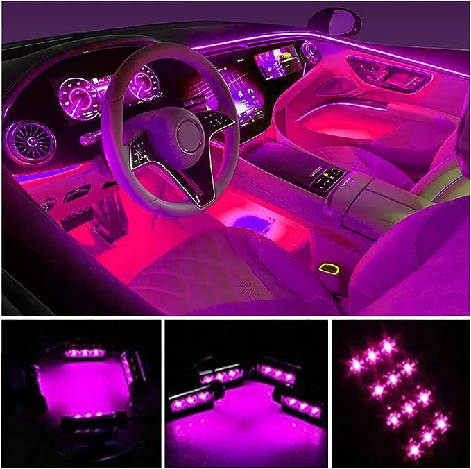 Car LED Strip Light, EJ's Super Car 4pcs 36 LED Multi-Color Car Interior Lights Under Dash Lighting Waterproof Kit with Multi-Mode Change and Wireless