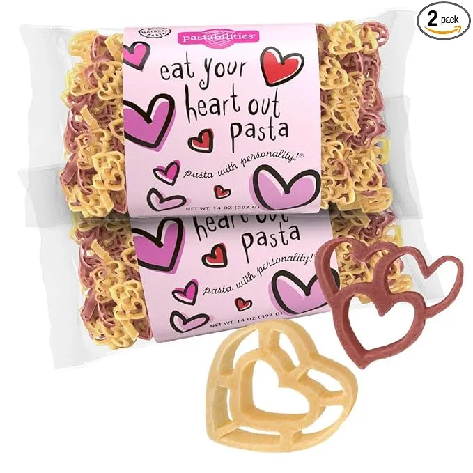 Pastabilities Fun Shaped Pasta for Kids - Eat Your Heart Out Pasta - Valentines and Love Fun Theme, Non-GMO Natural Wheat Pasta, All-Natural, Kosher Certified, Made in the USA, (2 Pack, 14 Oz)