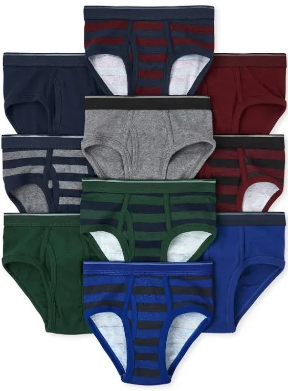 The Children's Place Boys' Striped Briefs 10-Pack Medium 7-8 year New with Tags