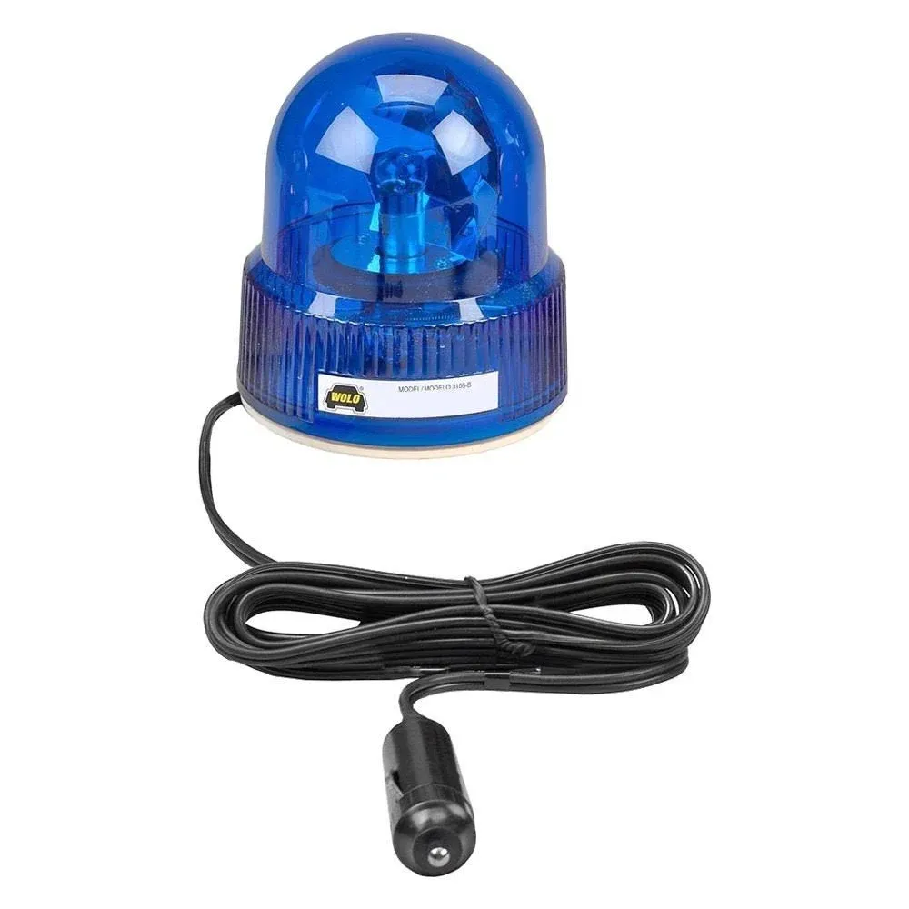 Wolo (3105-B) Beacon Light Rotating Emergency Warning Light - 12 Volt, Blue Lens