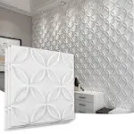 Art3d PVC 3D Wall Panel Interlocked Circles in Matt White Cover 32 Sq.Ft, for Interior Ceiling and Wall Decor for Residential or Commerical