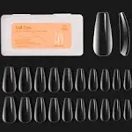 Beetles Gel Nail Kit Nail Tips 500Pcs Medium Coffin Pre Shaped Clear Full Cover False Nails for Gel Art Polish Soak Off Lamp Easy Nail Extensions Acrylic False Press on Nail Tips