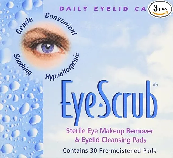 Eye Scrub Sterile Makeup Remover and Eyelid Cleansing Pads, 30 Count (Pack of 3) 