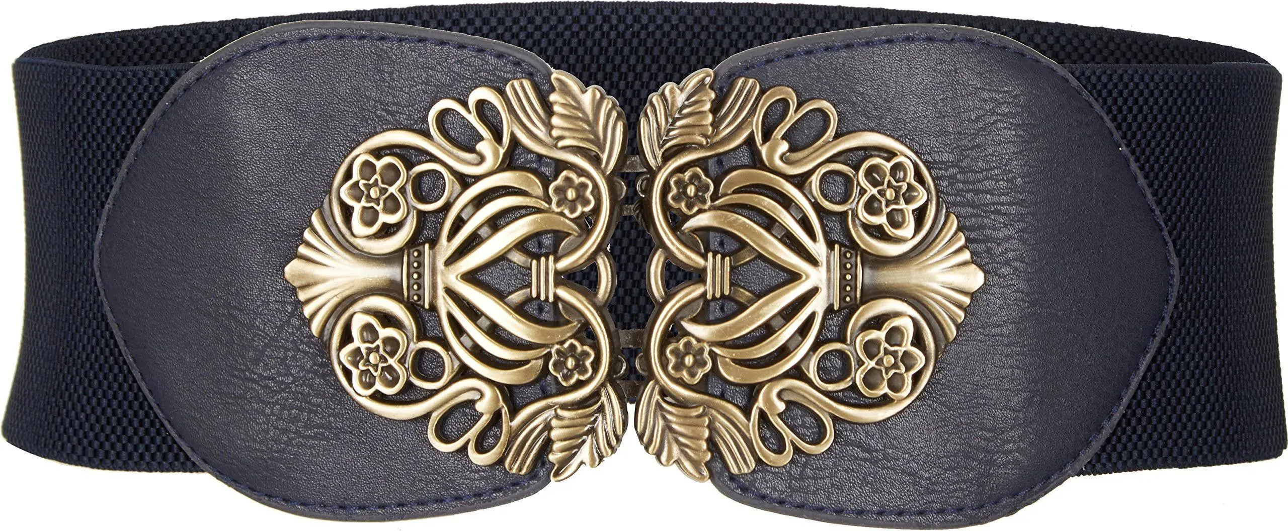 Elastic Vintage Buckle Belt - Midnight Blue