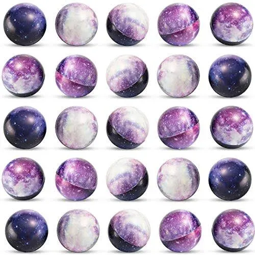 Galaxy Stress Balls for Kids - Pack of 50 Bulk - Squeeze Anxiety Fidget Sensory Balls for Children with Outer Space Theme, Great Toys for Party Favors and Birthday Party Supplies