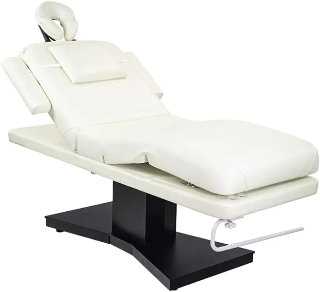 Skinact Milo Electric Massage Table, Facial Bed Beige Top and Dark Brown Base