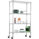 BestOffice Adjustable Wire Shelving Storage Shelves Heavy Duty Shelving Unit for Small Places Kitchen Garage (Chrome, 13" D x 23" W x 59" H)