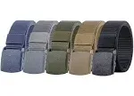 Ginwee 5 Pack Nylon Military Tactical Belt Webbing Canvas Outdoor Web Belt with Plastic Buckle