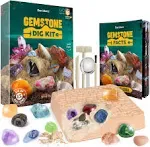 Dan & Darci Mega Gem Dig Kit - Dig up 15 Real Gemstones - Great Science kit, Gemology, Mining Gift for Kids, Boys Girls - Rocks, Minerals, Excavation Toys