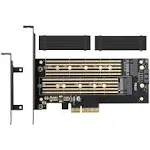 MHQJRH Dual M.2 PCIe Adapter for SATA or PCIe NVMe SSD with Advanced Heat Sink Solution,M.2 SSD NVMe (M Key) and SATA (B Key) 22110 2280 2260 2242