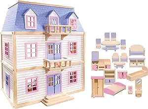 Melissa & Doug 96139 Fun Wooden Multi Story Pretend Play Dollhouse for Kids