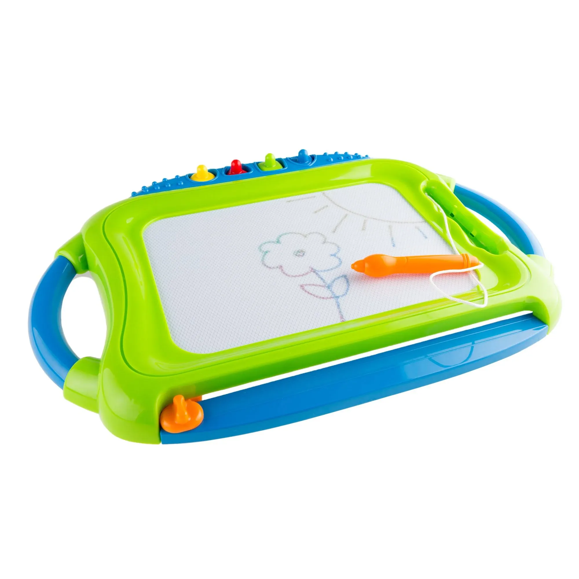 Hey! Play! Multi-Color Magnetic Drawing Board with Pen, Eraser & 4 Stamps