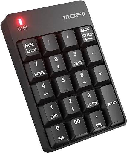 Mofii Bluetooth 5.1 Number Pad Wireless Numeric Keypad Silent 19 Keys USB Keypads, Portable Financial Accounting Numpad 10 Key for Laptop/Notebook/Sur