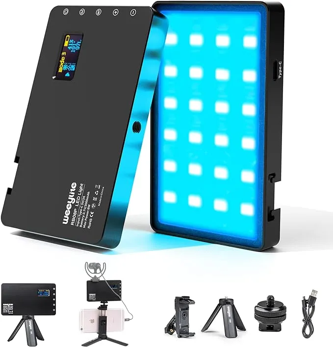 Weeylite RGB LED Video Light portable,camera Video Light Built-in Rechargeable ...