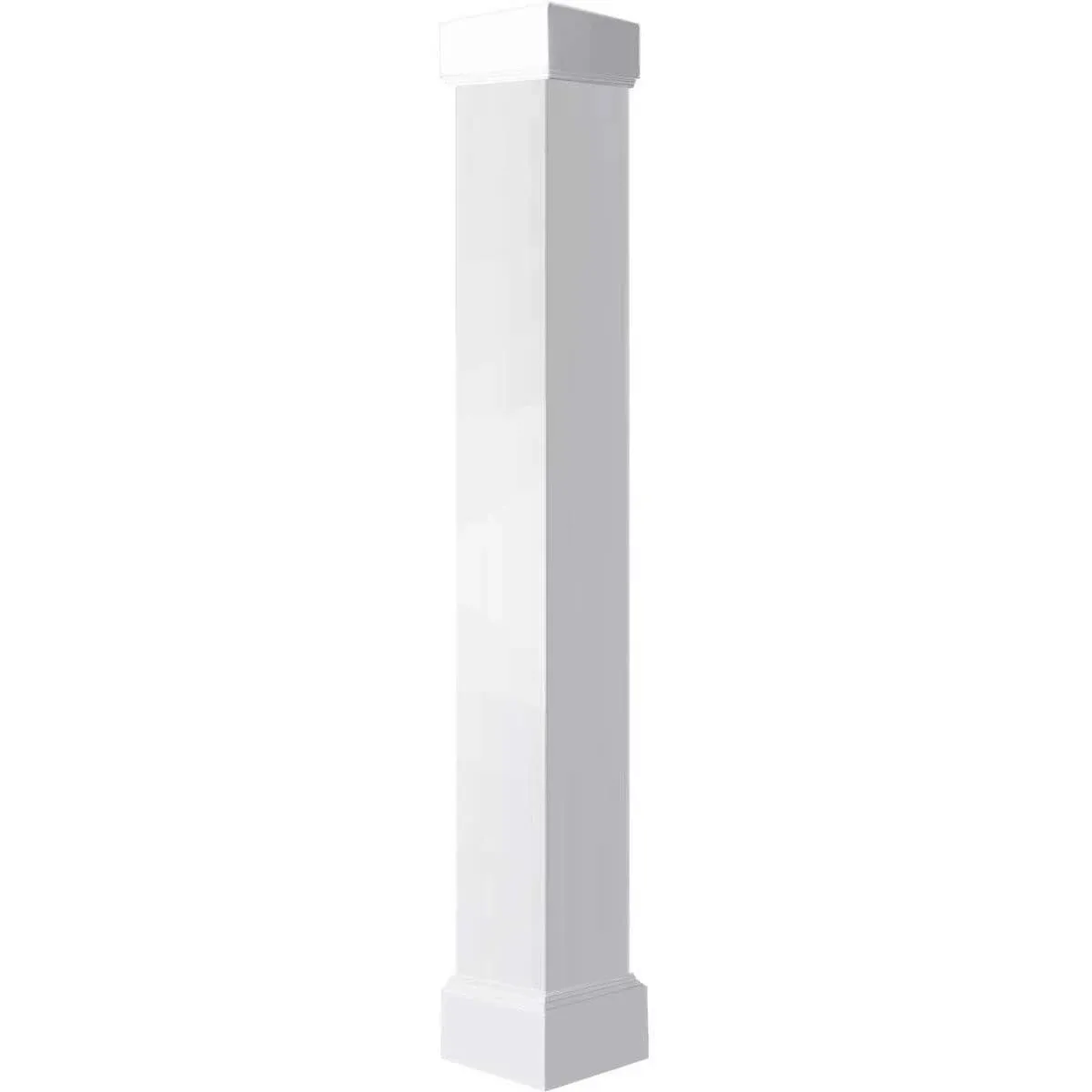 Ekena Millwork 6"W x 5'H Premium Square Non-Tapered Smooth PVC Endura-Craft Column Wrap Kit, Crown Capital & Base