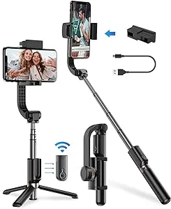 Gimbal Stabilizer For Smartphone, APEXEL 360° Rotation Auto Balance Small Portable Handhold Selfie Stick Tripod With Wireless Remote, 1-Axis Lightweight Extendable Stabilizer Gimble Iphone Phone Gopro