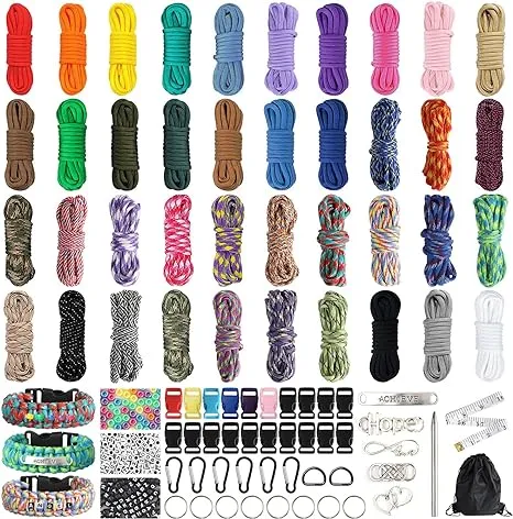 GNILLKO Paracord Bracelet Kit, 40 Colors 10 Feet 550 Paracord Kit and Complete Accessories, Paracord Rope Kit for Making Paracord Bracelets, Lanyards, Dog Collar, Bracelet