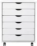 DEVAISE 7-Drawer Chest Wood Storage Dresser Cabinet with Wheels White