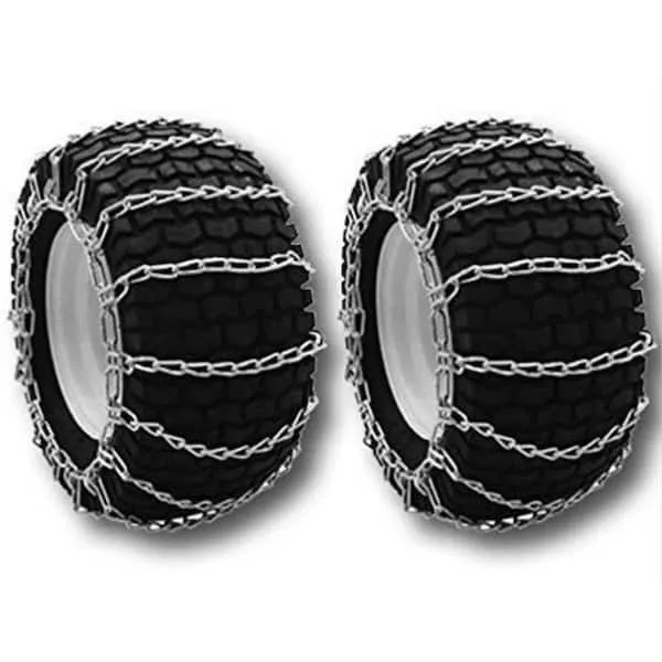 OakTen Set of 2 Tire Chains for Lawn Garden Tractors Mowers and Rider, 2-Link ...