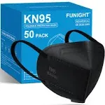 Funight KN95 Face Masks 50 Packs 5-Ply Breathable Filter Efficiency≥95% Protective Cup Masks Disposable Black