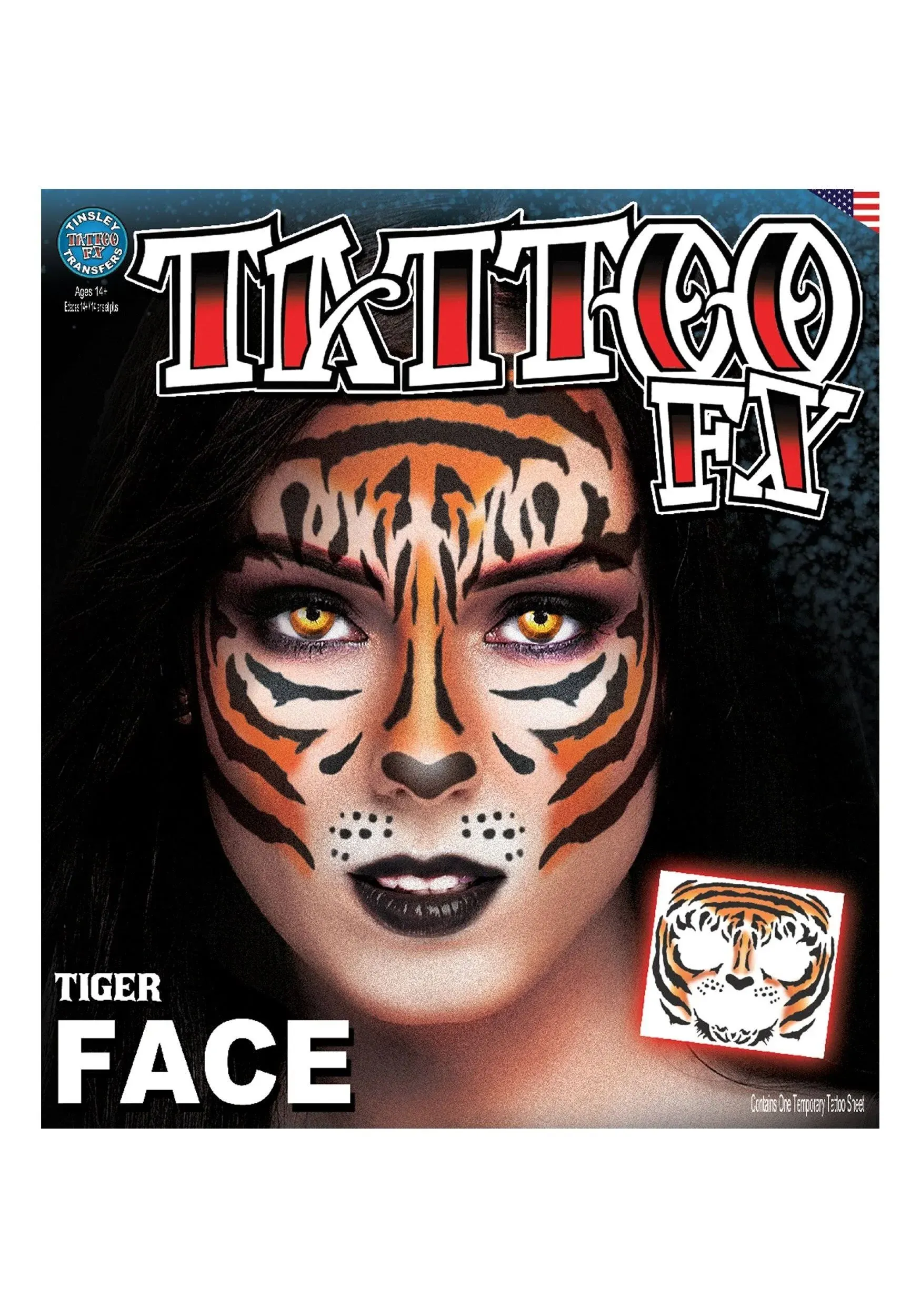 Tinsley Transfers Tiger Face Tattoo Standard