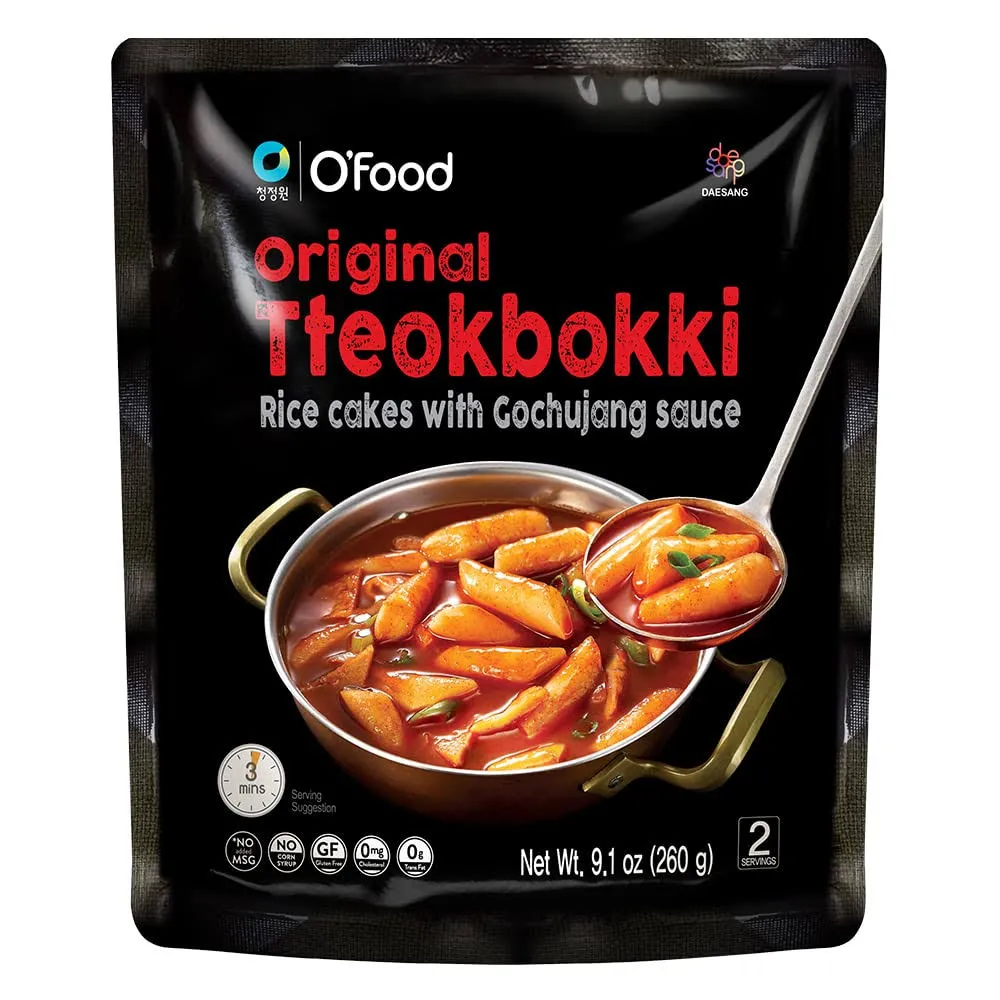 O&#039;Food Tteokbokki Korean Rice Cakes with Gochujang Sauce Street Food, 9.1oz 