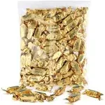 Gold Foils Chewy Taffy Candy, 1-Pound Bag of Gold Color Themed Kosher Candies Individually Wrapped Peach Fruit-Flavored Taffies (NET WT 454g, About 112 Pieces)