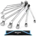 DURATECH Offset Box Wrench Set, Metric, 9-Piece, 6-23mm, 75-Degree, CR-V Steel, Organized in Rolling Pouch