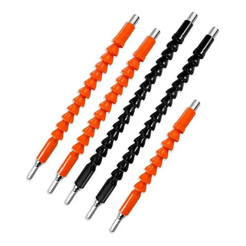 Veinardyl 5 Pcs Flexible Drill Bit Extensions 11.8 9.8 7.9 Inch 1/4&#039;&#039; Hex Shank 