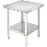 VEVOR Stainless Steel 24 x 24 x 32 inch Commercial Kitchen Prep & Work Table Heavy Duty Metal Work Table with Adjustable Feet for Restaurant, Home