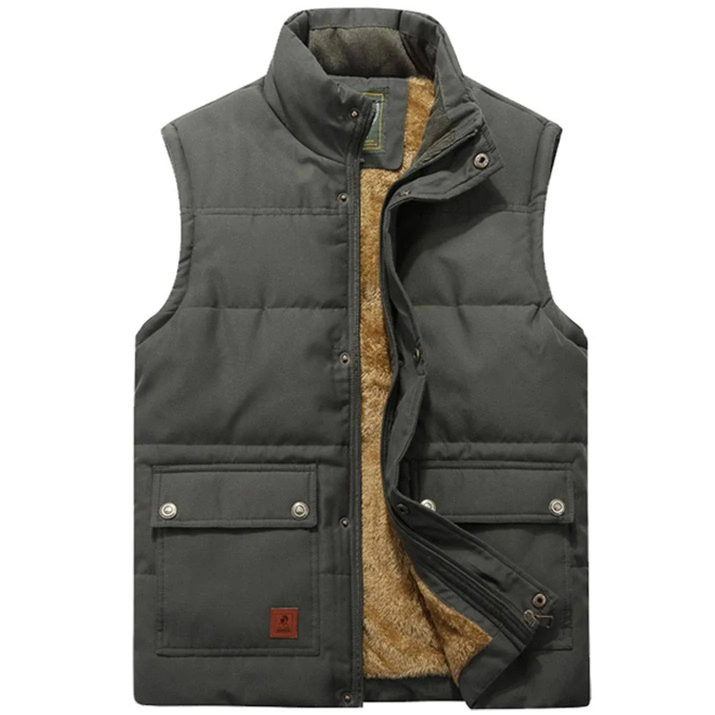 Flygo Men's Winter Warm Outdoor Padded Puffer Vest Thick Fleece Lined Sleeveless ...