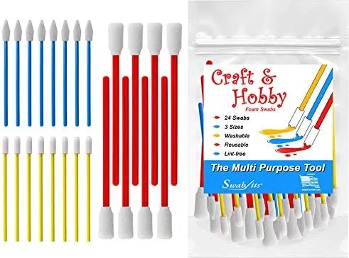 Swab-its® Made in The USA 24-Piece Package of Craft &amp; Hobby Multi-Purpose Foam Swabs: 87-8202