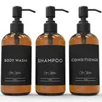 Shampoo & Conditioner Dispenser Bottle Set of 3-16.9 oz, Empty Shampoo Bottle for Bathroom & Shower, Refillable Body Wash Bottle with Pump for Shower Wall, Bathroom Essentials & Gift