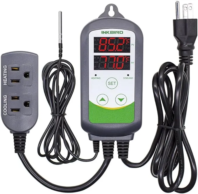 Inkbird ITC-308 Digital Temperature Controller Outlet Thermostat, 2-Stage, 1100W