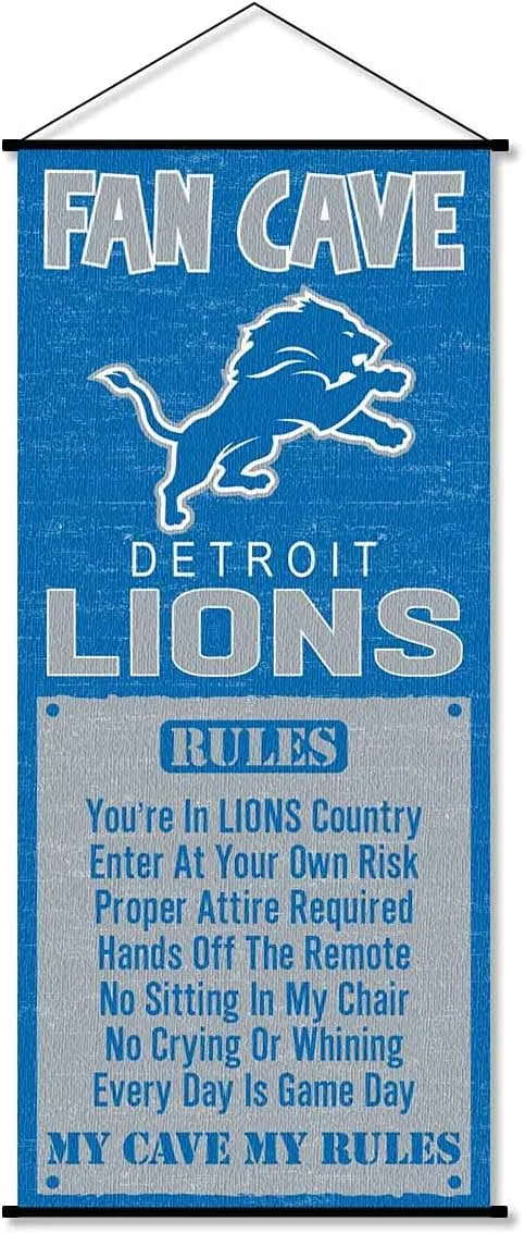 WinCraft Detroit Lions Man Cave Fan Banner Wall Door Scroll