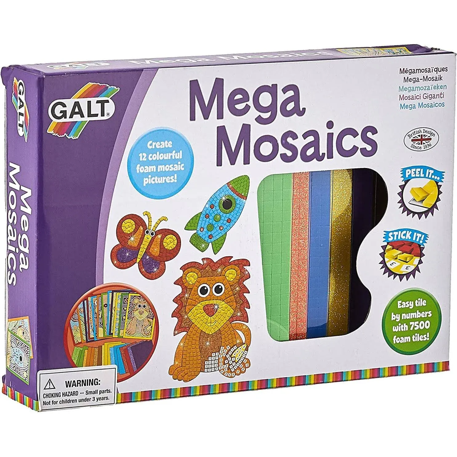 Galt Toys, Mega Mosaics, Kids&#39; Craft Kits, Muliti Foam Pictures, Ages 5 Years Plus