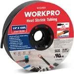 WORKPRO 100 FT 1/4" Heat Shrink Tubing, 3:1 Ratio Dual Wall Adhesive Lined Heat Wire Shrink Wrap Tubing, Industrial and Marine Grade Shrinking Cable Tube, Insulation Sealing and Flame Retardant