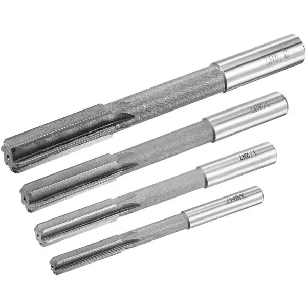 uxcell 3/8" 5/8" 1/2" 3/4" Chucking Reamer H7 Accuracy High Speed Steel Lathe Machine Reamer 6 Straight Flutes Round Shank Milling Cutter Tool Reamer Set for Bore Machining 4pcs