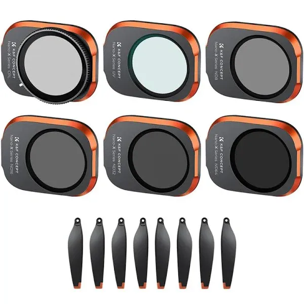 K&F Concept Upgrade Version UV, CPL, ND8, ND16, ND32, ND64 Netural Density Polarizer Filters Kit (6 Pack) Compatible with DJI Mavic Mini 3 Pro, AGC Optical Glasses with Aluminum Alloy Frame