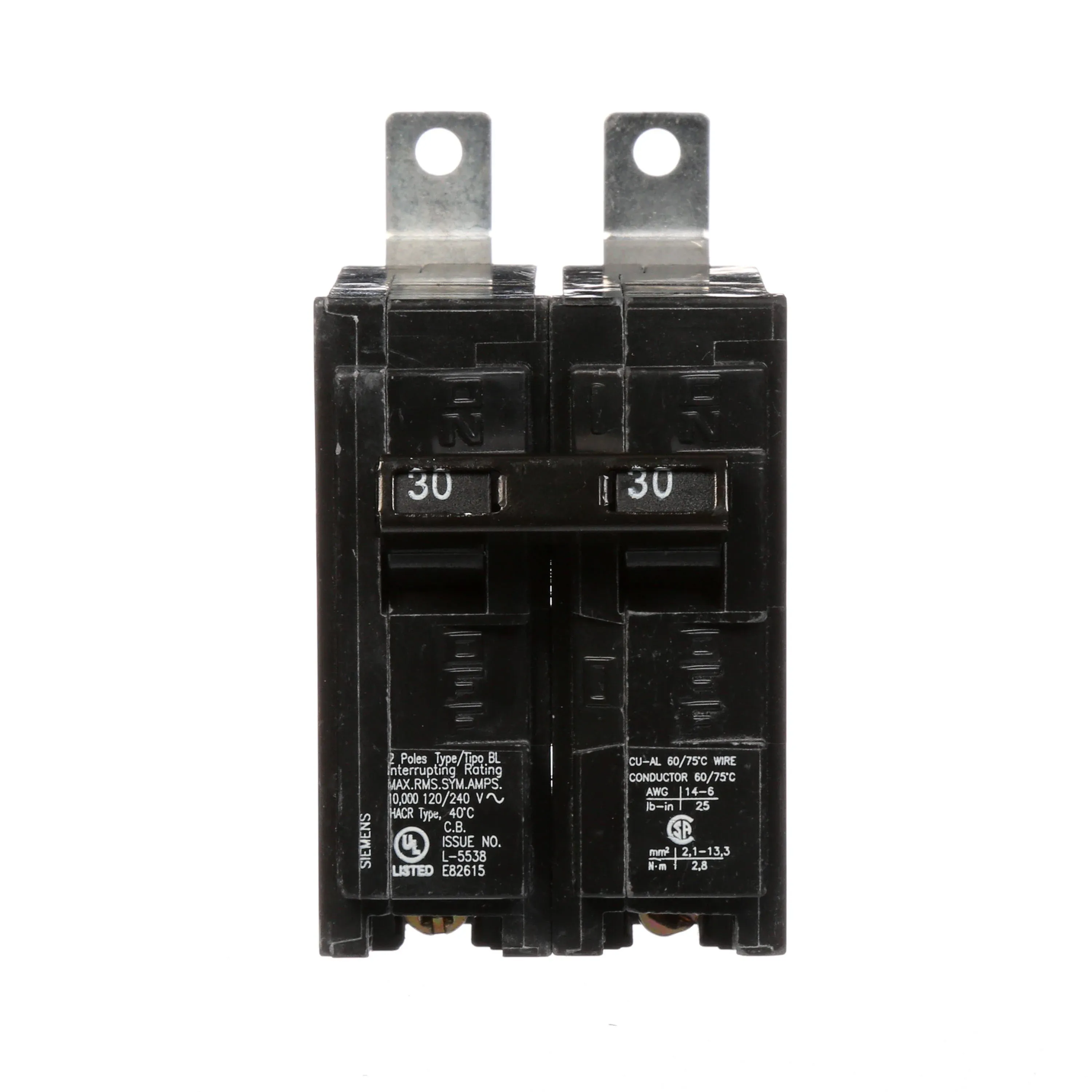 Siemens B230 Panelboard/Bolt-On Mount Type BL Low Tab Molded Case Circuit Breaker 2-Pole 30 Amp 120/240 Volt AC