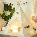 WHATOOK Cotton Canvas Washable Foldable Kids Tent, Indoor and Outdoor Play Tent for Boys and Girls