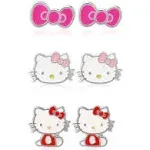 Hello Kitty Girls Stud Earrings Set - 3 Pairs