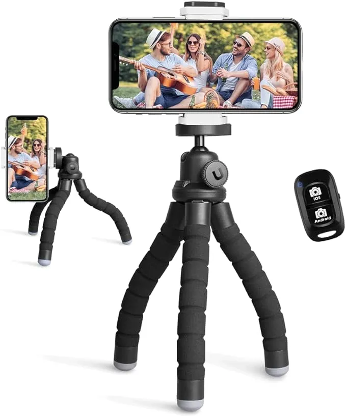 Ubeesize Phone Tripod, Portable and Flexible Tripod with Black Standard