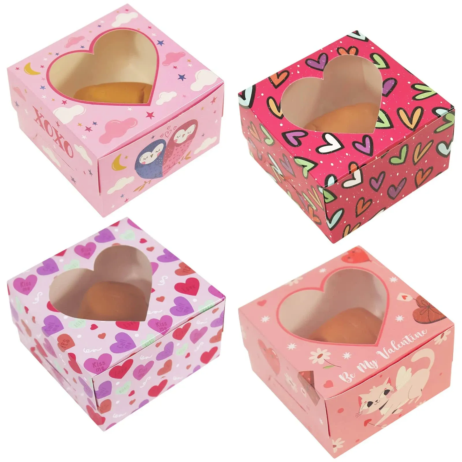 TOIcube 16pcs Valentine’s Day Cupcake Boxes – Valentine’s Cookie Bakery Treat Box ...