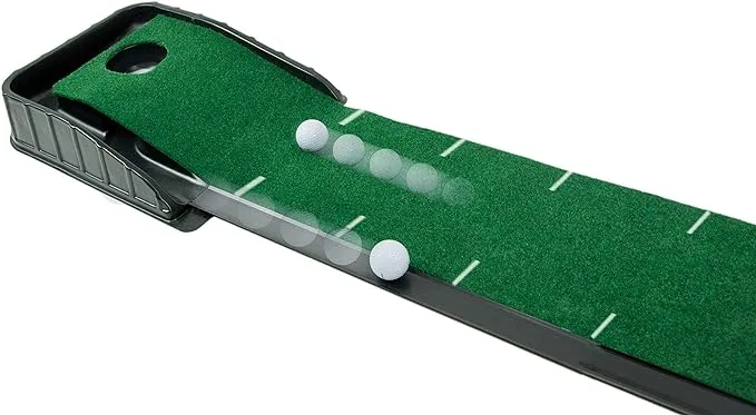 Club Champ Automatic Putting System w/ Ball Return-Indoor Practice 7&#039; Green Mat 