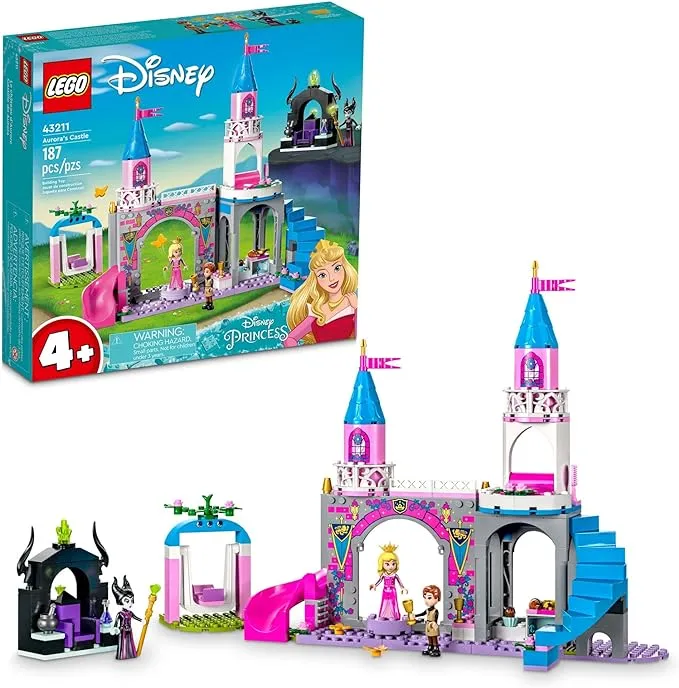 new!Disney Auroras Castle Building Toy Set (187 Pieces)