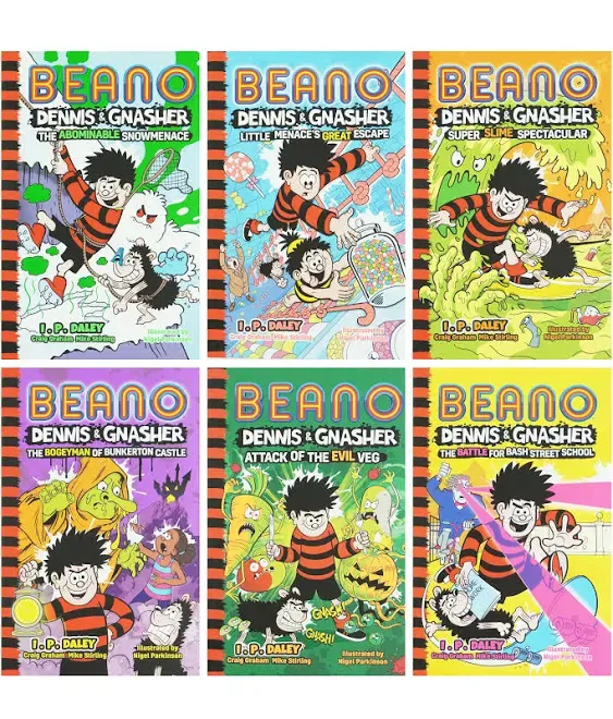 Beano Dennis & Gnasher Series Books 1 - 6 Collection Set (Super Slime Spectacular, Abominable Snowmenace, Little Menace's Great Escape, Bogeyman of Bunkerton Castle & MORE!)